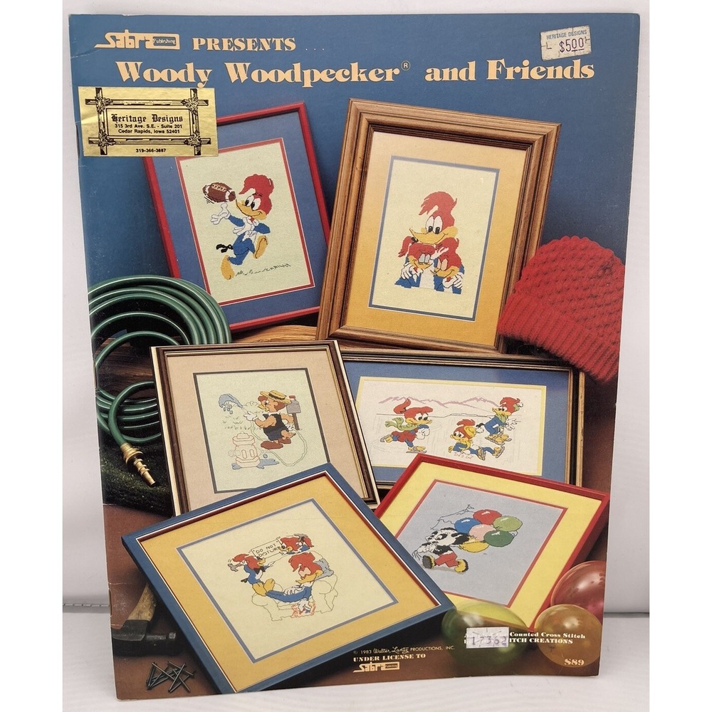 VTG SABRA PRESENTS WOODY WOODPECKER AND‎ FRIENDS CROSS STITCH PATTERN BOOK S89